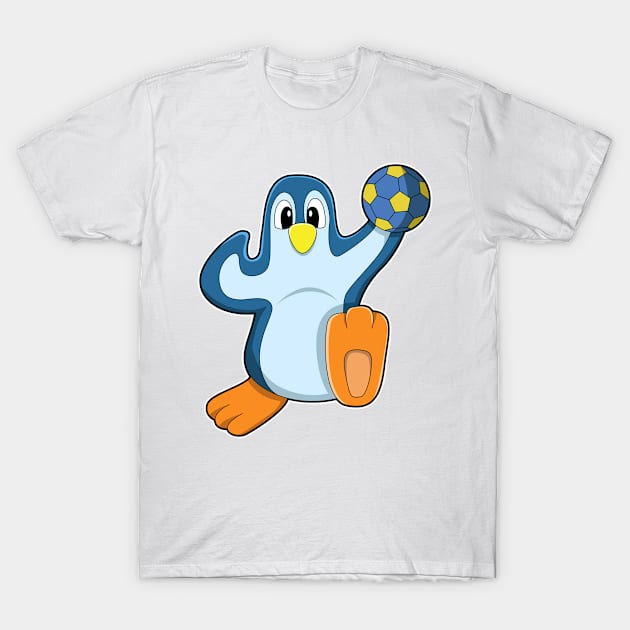 Penguin as Handball player with Handball T-Shirt by Markus Schnabel